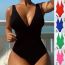 Fashion Black Nylon Vertical Pattern One-piece Swimsuit