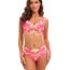 Fashion Pink Polyester Printed Three-piece Swimsuit Cover-up Skirt Set