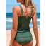 Fashion Green Nylon Gradient Pleated One-piece Swimsuit