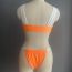 Fashion Orange Nylon Deep V Pleated One-piece Swimsuit Bikini
