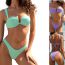 Fashion Light Green Nylon Deep V Split Swimsuit Bikini