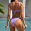 Fashion Purple Nylon Deep V Split Swimsuit Bikini