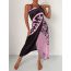Fashion Black And White Polyester Printed Cape Overskirt