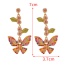 Fashion Color Alloy Diamond Butterfly Earrings