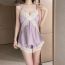 Fashion Champagne Lace Deep V Suspender Shorts Two-piece Pajamas