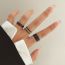Fashion Black Alloy Geometric Chain Hollow Ring Set