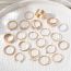 Fashion Gold Alloy Diamond Pearl Beads Geometric Ring Set