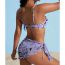 Fashion Purple Polyester Printed Swimsuit Bikini Beach Skirt Set