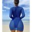 Fashion Blue Polyester Halter Neck Split Swimsuit Bikini Beach Skirt Set