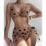 Fashion Apricot Polyester Love Print Split Swimsuit Bikini Beach Skirt Set