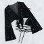 Fashion Black Polyester Halterneck Split Swimsuit Bikini Cover-up Skirt Cover-up Four-piece Set