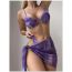 Fashion Purple Polyester Halterneck Lace-up Split Swimsuit Bikini Cover-up Skirt Three-piece Set