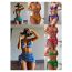 Fashion Rose Red Polyester Halterneck Lace-up Split Swimsuit Bikini Cover-up Skirt Three-piece Set