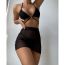Fashion Black Polyester Halterneck Split Swimsuit Bikini Cover Skirt Three-piece Set