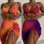 Fashion Purple Polyester Printed Three-piece Swimsuit Cover-up Skirt Set