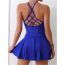 Fashion Sapphire Nylon Halterneck Three-piece Swimsuit Set