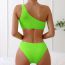 Fashion Fluorescent Green Nylon Pleated One-shoulder Cutout Swimsuit