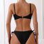 Fashion Black Nylon Lace-up Solid Color Split Swimsuit