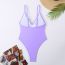 Fashion Lavender Purple Nylon V-neck One-piece Swimsuit