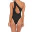 Fashion Black Mesh Paneled One-shoulder One-piece Swimsuit