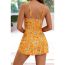 Fashion Yellow Floral Polyester Printed One-piece Swimsuit