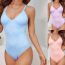 Fashion Sky Blue Nylon Jacquard One-piece Swimsuit