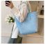 Fashion Small Silver Gray Pvc Woven Large Capacity Handbag