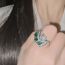 Fashion Green Spinel Copper Diamond Geometric Ring