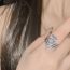 Fashion Sea Blue Copper Diamond Geometric Ring