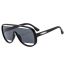 Fashion Black Upper And Lower Bean Curd Frame Gray And Yellow Slices Pc Hollow One-piece Sunglasses