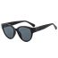 Fashion Black Frame Gray Film Ac Oval Sunglasses