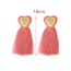 Fashion Pink Copper Dripping Oil Love Tassel Earrings