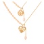 Fashion Gold Pearl Beaded Copper Chain Mama Love Round Necklace