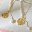 Fashion Golden-2 Pearl Beaded Copper Chain Mama Diamond Love Necklace