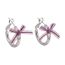 Fashion B Light Pink Bow Copper Lace Bow Round Earrings