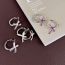 Fashion C Purple Bow Copper Lace Bow Round Earrings