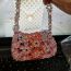 Fashion Pink Orange Powder Acrylic Crystal Bead Woven Handbag
