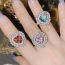 Fashion Ring 0423?sea Blue Copper Diamond Pearl Love Ring