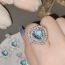 Fashion Ring 0423?sea Blue Copper Diamond Pearl Love Ring