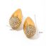 Fashion Gold Stainless Steel Diamond Drop Shape Stud Earrings