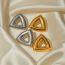 Fashion Silver Stainless Steel Triangular Hollow Stud Earrings