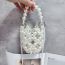 Fashion Pearl Color (comes With Lining) Acrylic Pearl Beaded Woven Crossbody Bag