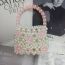Fashion Pink Acrylic Pearl Beaded Woven Tote Bag