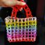 Fashion Rainbow Colors Crystal Beaded Woven Tote Bag