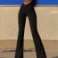 Fashion Black V-shaped Midriff-baring Crossover Flared Trousers