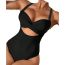 Fashion Black Polyester Cross Cutout Halterneck One-piece Swimsuit