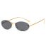 Fashion Gradient Tea Rimless Oval Sunglasses