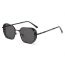 Fashion Black And White Flat Polygonal Metal Bezel Sunglasses