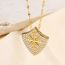 Fashion Gold Copper And Diamond Geometric Shield Necklace