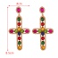 Fashion Ab Color Alloy Diamond Cross Earrings
